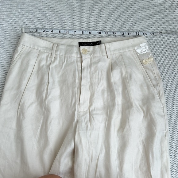 NWOT Ralph Lauren Linen High Waist Trousers Cream Size 10 - Picture 5 of 10